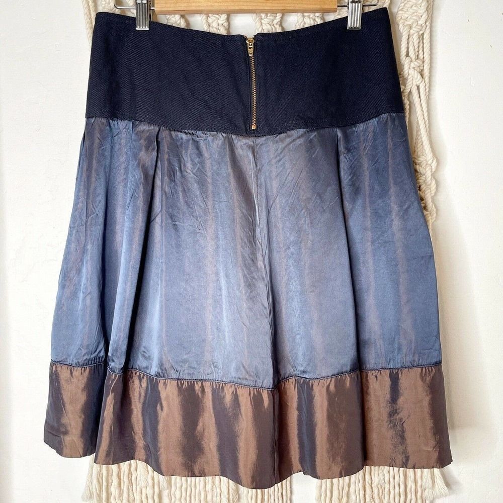 United Colors Of Benetton Blue and Brown Midi Skirt - Picture 2 of 12
